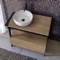 Console Sink Vanity With Ceramic Vessel Sink and Natural Brown Oak Drawer, 35